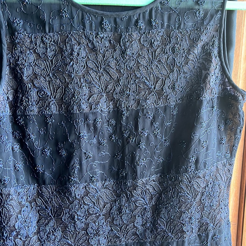 Compagnie Internationale Express Navy Blue Rayon Blend Tank Top Size Medium